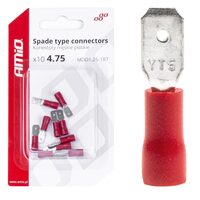 Papuci electrici fisa plata tata, 4,75 mm 0,5-1,5 mm2, 10A, set 10 bucati AMIO-03065