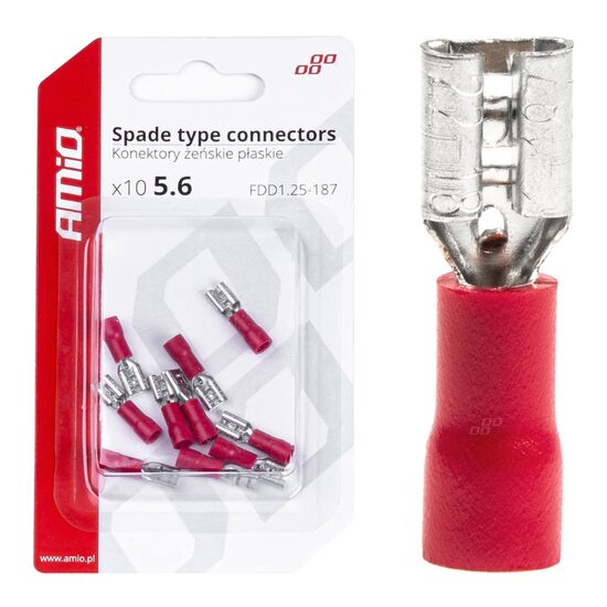 Papuci electrici fisa plata Mama, 5.6mm, 0.5-1.5mm2, 10A , set 10 bucati, Amio 03061