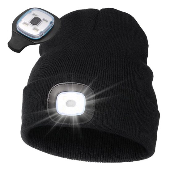 Caciula tricotata de iarna, cu Led, 3 moduri de iluminare, 150lm, neagra, B.A.M KMZ150