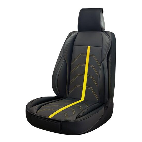 Husa pentru 1 scaun peste tetiera, cu laterale, Negru+galben, Potenza, Swissdrive PTNZYLW