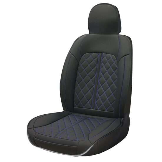 Husa pentru 1 scaun peste tetiera, cu laterale, Negru+Albastru, Vittoria, Swissdrive VITOBLU