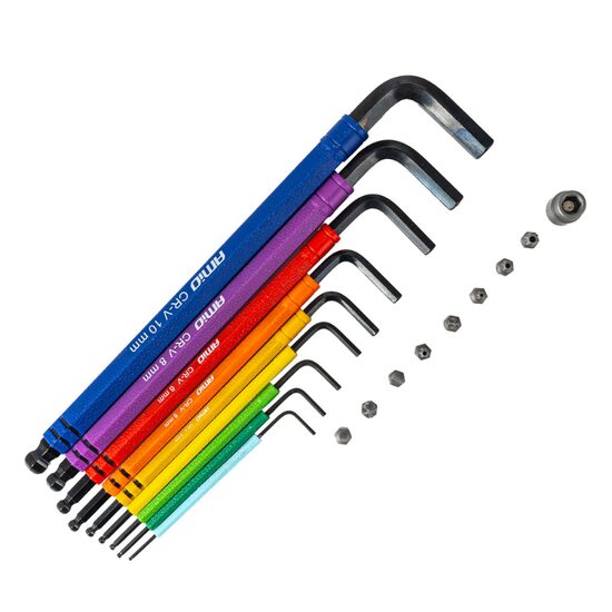 Set 9 chei imbus Hexagonale, 1.5-10mm, multicolor, Amio 04787