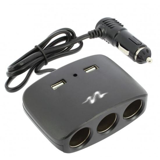 Stecher 3 prize 12/24V cu fir, 2 USB-uri, 2.1A, 120W, negru, Pulse MLS511B