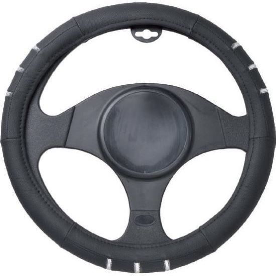Husa volan 37 - 39cm negru cu argintiu 5058 Automax   