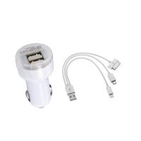 Incarcator auto 2 USB fara fir cu 3 mufe (I4, I5, microUSB) 12V 1.1 + 2.1A, 6802