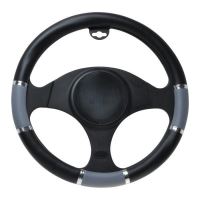Husa volan 37 - 39cm negru si gri cu inel argintiu 8730 Automax 