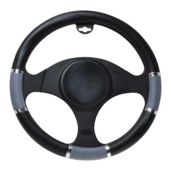 Husa volan 37 - 39cm negru si gri cu inel argintiu 8730 Automax 