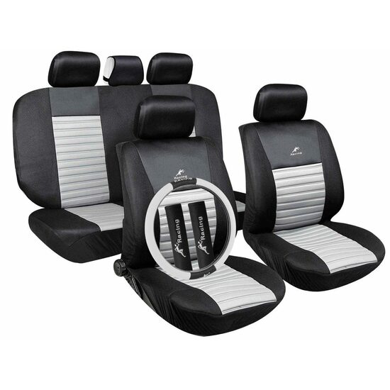 Set huse auto GRAFIT  universale, airbag, cu husa volan si centura, 24016/4 Tango Racing