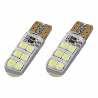 Set 2 becuri T10, 12 LED-uri COB, 12V, W5W, in silicon, 5600K, 01095 Amio