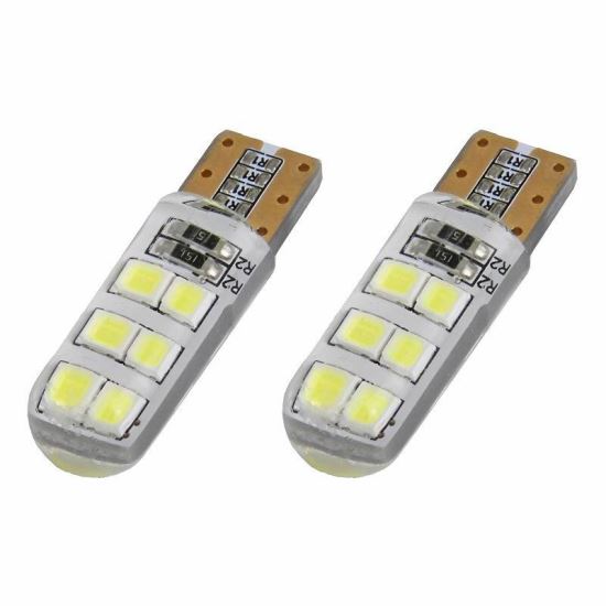 Set 2 becuri T10, 12 LED-uri COB, 12V, W5W, in silicon, 5600K, 01095 Amio