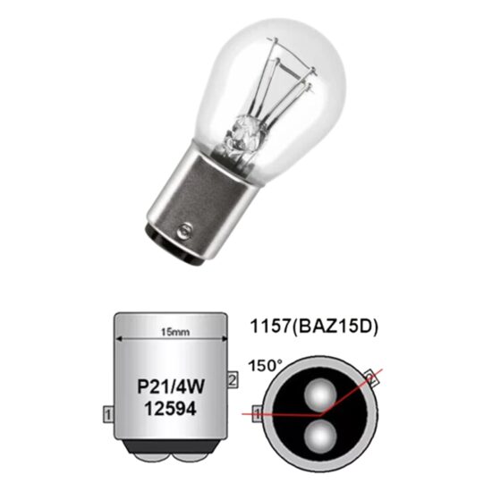 Bec semnalizare 12V/21W/4W, P21/4W, BAZ15D, M-tech Z37
