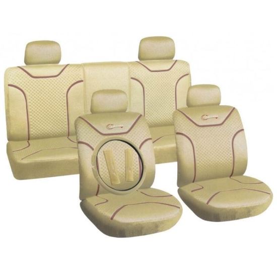 Set 6 huse auto volan si centura bej classic 68664 Carco