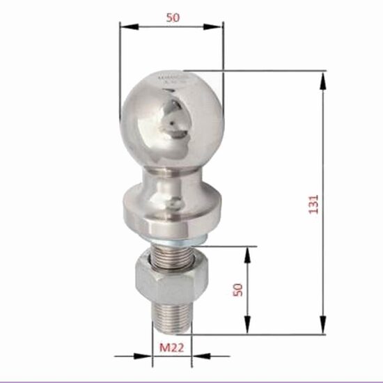 Nuca carlig remorcare, 50mm, filet M22, sarcina maxima 1,5T, 3500lbs, Carmotion  ES58