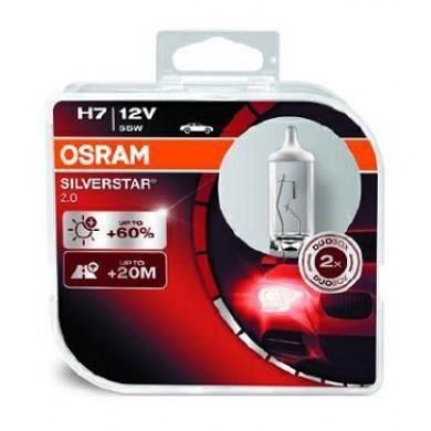 Set becuri H7 12V/55W Silverstar, extra 60% Osram 64210SV2-HCB box/06753