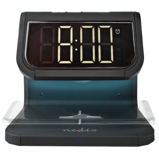 Ceas cu incarcare wireless telefon, USB, alarma NEDIS WCACQ10w1bk