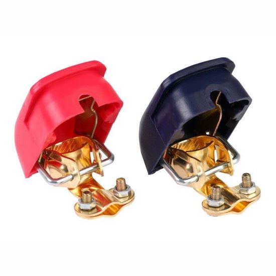 Set 2 borne acumulator 12V, cupru, fixare rapida clips, cu protectie, 800A, 58970 Carmotion