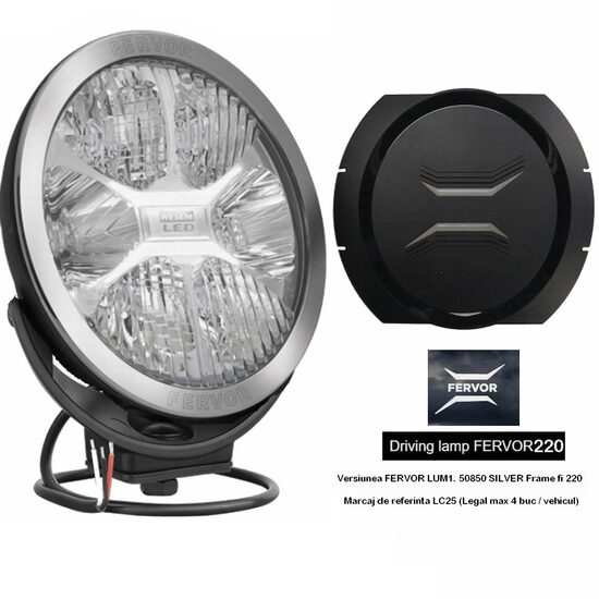 Proiector faza lunga fi220, cu LED, cu pozitie si aparatoare,  LC25, striat, Silver Edition, FERVOR 220 LUM1. 50850 Wesem, 2400lm, 27w, 12-24v, camioane, tir, offroad, 4x4