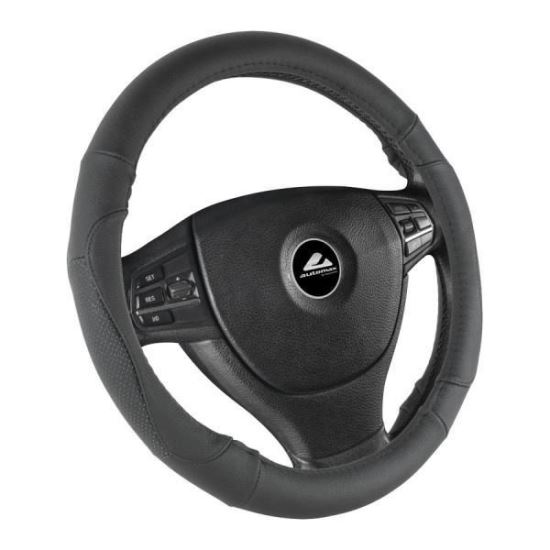 Husa volan 37 - 39cm imitatie piele neagra perforata 1051 Automax