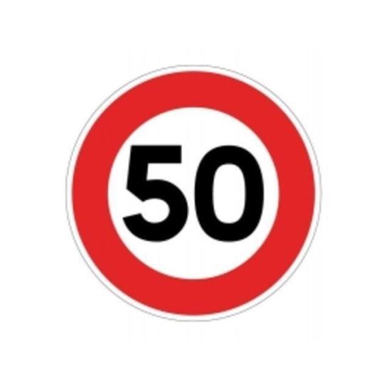 Autocolant reflectorizant limita viteza fi20cm, 50km/h 