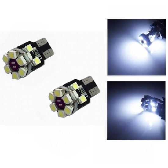Set 2 becuri T10, 10LED-uri, 12V, W5W, SMD1206, LuxStar