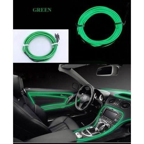 Fir neon cu LED-uri, 2m, 12V cu droser si stecher, verde