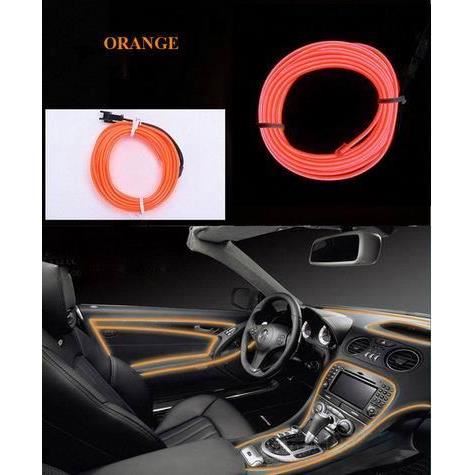 Fir neon cu LED-uri, 2m, 12V cu droser si stecher, portocaliu