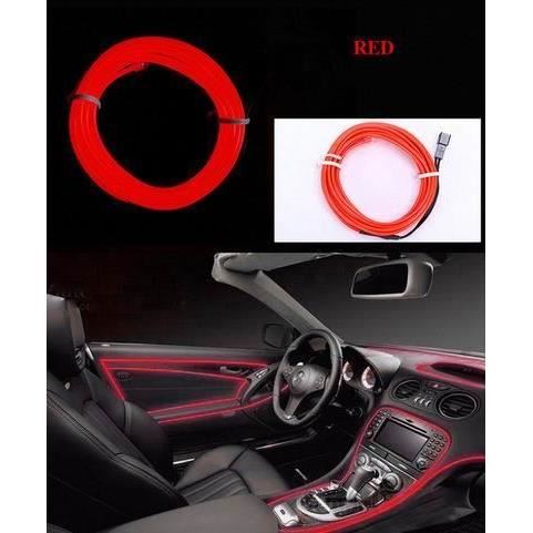 Fir neon cu LED-uri, 2m, 12V cu droser si stecher, rosu