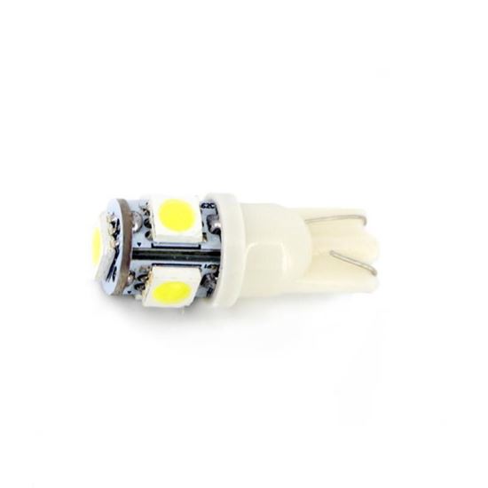 Bec fara dulie, T10, 5 LED SMD-5050, 12V, alb, CLD301