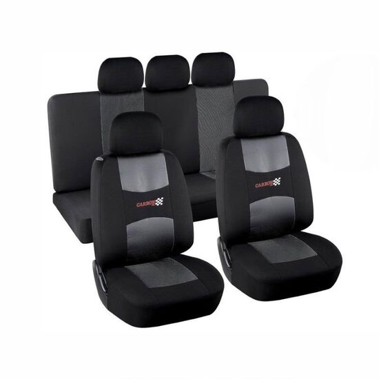 Set 9 huse auto, airbag, negru cu gri, Carbon Line, 31689 Compass