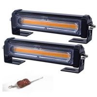Lampa stroboscopica 12V LED COB mini Light Bar galbena cu telecomanda, 2 bucati/set S316-1T2C HLUC