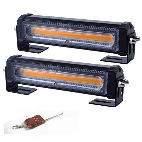 Lampa stroboscopica 12V LED COB mini Light Bar galbena cu telecomanda, 2 bucati/set S316-1T2C HLUC