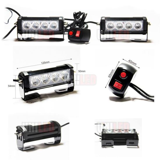 Proiector stroboscopic galben 4 LED-uri 120/40x40mm 2 bucati/set HLUC 315-1T2 Led 