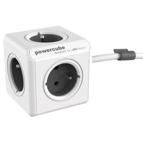 Prelungitor 4 prize cu 2 USB, Schuko, cablu1.5m, PowerCube Allocacoc, P-CUBE-EXTUSB2RD/1.5-ALC