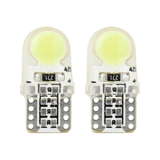 Set becuri T10, 2 Led-uri COB, 12V, W5W, in silicon, 01441 Amio