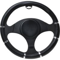 Husa volan 37 - 39cm cu gauri neagra cu argintiu 8747 Automax 