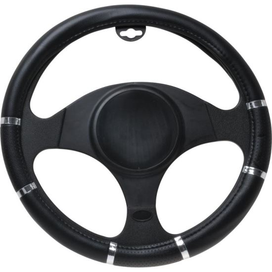Husa volan 37 - 39cm cu gauri neagra cu argintiu 8747 Automax 