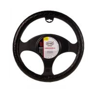 Husa volan 37 - 39cm imitatie piele cu cusaturi, neagra Softech 602.00 Heyner   