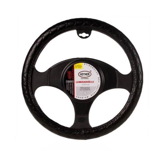 Husa volan 37 - 39cm imitatie piele cu cusaturi, neagra Softech 602.00 Heyner   