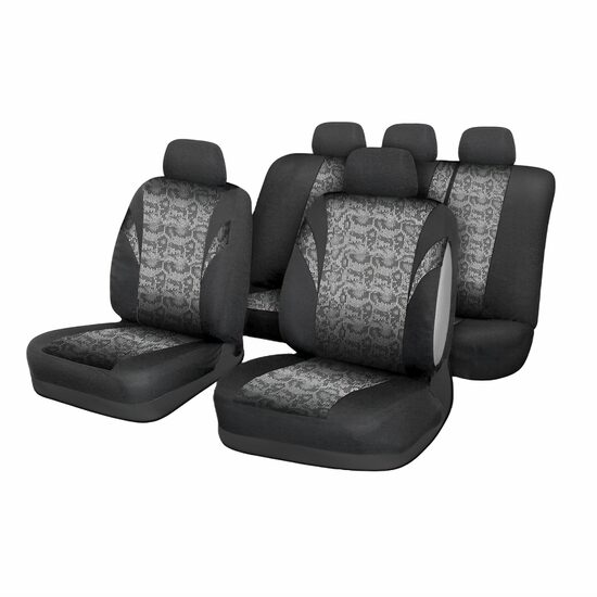 Set 9 huse auto, bancheta spate fractionata, airbag, negru cu gri, Jack III, 31686 Compass