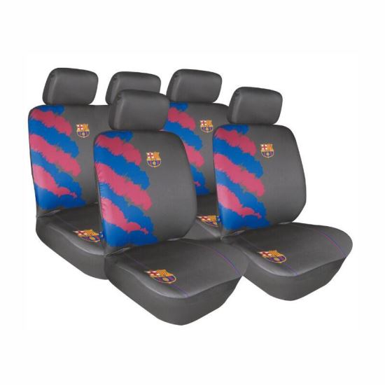 Set 9 huse auto, poliester cu airbag, negre, FC Barcelona, FCB7209 Sumex