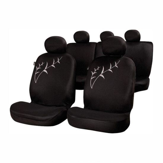 Set 4 huse auto poliester cu airbag, negre Tallo FUN826N RaceSport