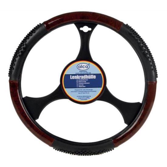 Husa volan 37 - 39cm imitatie piele cu crampoane negre cu mahon 593.00 Alca   