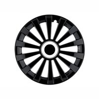 Set 4 capace roti 15inch, Meridian, negru cu inel cromat, Jestic