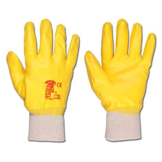 Manusi din tricot alb cu latex striat, portocalii, 4111/ 486.10/ ULITH 805.535