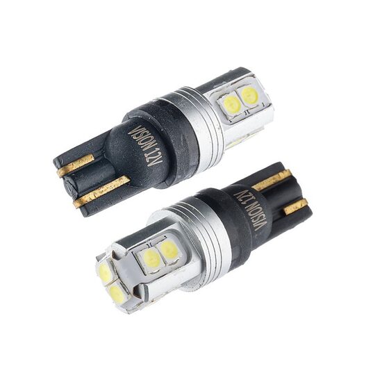 Set 2 becuri T10, cu 10 LED-uri SMD 3030, 12V, W5W, 110lm, Canbus, Carmotion Vision 58260