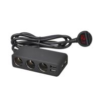 Stecher cu 3 prize si 4 USB-uri, 12/24V, cu tester baterie, voltmetru LED, 0375 Automax