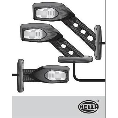 Lampa gabarit cu brat oblic 45°, 164mm 340-418, LED, alba, rosie si galbena, stanga/dreapta, 24V Hella  