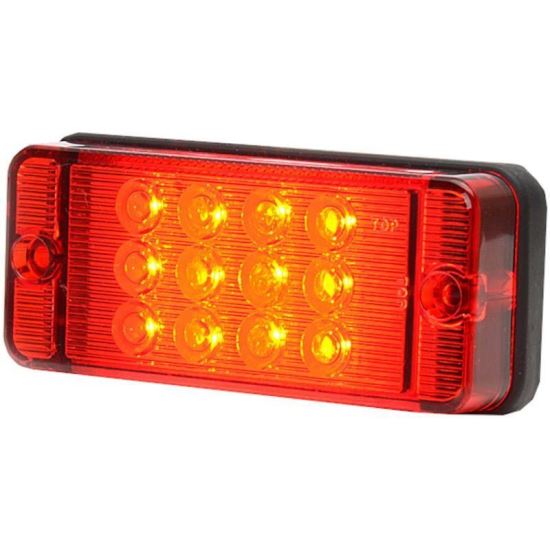 Lampa ceata 2 suruburi, 107x47, 12 LED-uri, rosie, 9-36V W83d-700kr Was