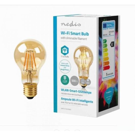 Bec Led Smart vintage Nedis, Wi-Fi, dimabil, sticla aurie, 5W (40W) WIFILF10GDA60 Nedis