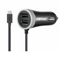 Incarcator auto Tip C, 12/24V, 2.1A, 2 USB, 02058 Amio